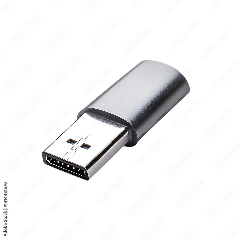 USB C to USB A adapter, close up shot. USB C to USB A adapter, close up shot.
