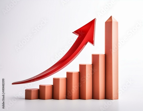 Free Download  Growing business arrow up on white background. Profit 3D red arrow, Vector.Business concept, - GFXLoad