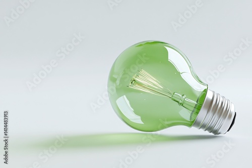 Green lightbulb, innovative idea, studio background, energy efficiency concept