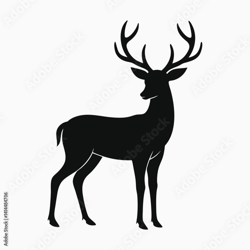 Reindeer silhouette with antlers vector illustration