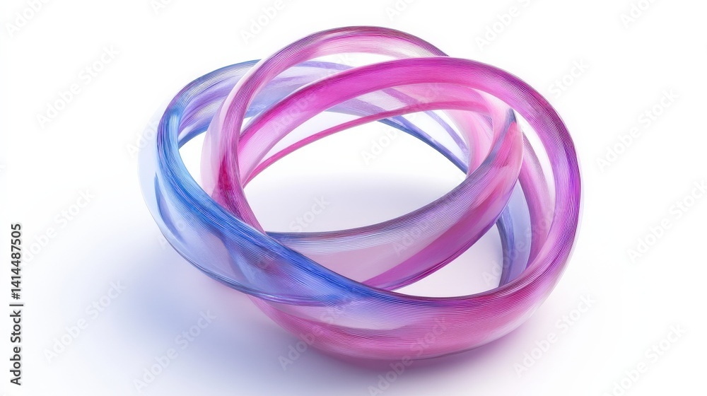 Colorful Swirling Bands in Soft Pink and Blue, Artistic Abstract Design Colorful Swirling Bands in Soft Pink and Blue, Artistic Abstract Design