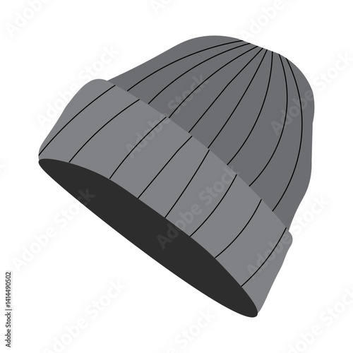 beanie hat cap grey vector illustration cartoon