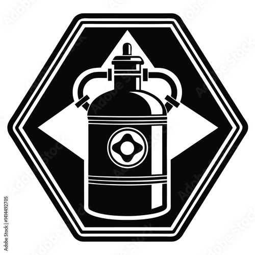 Black and White Chemical Still Icon: Vector Illustration of Moonshine Distillation Equipment for Science, Chemistry, or Alcohol Production