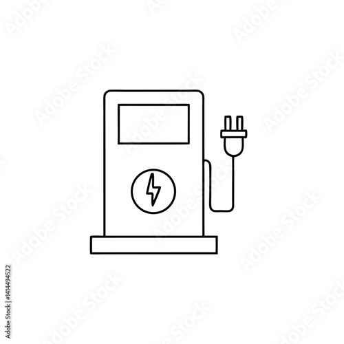 electric charging station vector icon . electrical vehicle parking sign . 