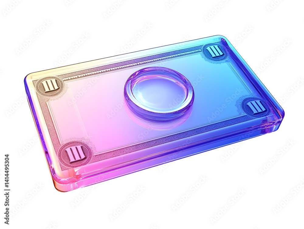 3d glass holographic money banknote web icon. Rainbow crystal dollar cash, currency bill with blue pink gradient. Business finance, casino jackpot, wealth, bank account, payment, loan 3d glass holographic money banknote web icon. Rainbow crystal dollar cash, currency bill with blue pink gradient. Business finance, casino jackpot, wealth, bank account, payment, loan