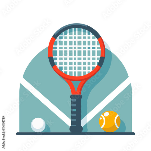 Tennis racket and balls ready for a game in a dynamic vector illustration