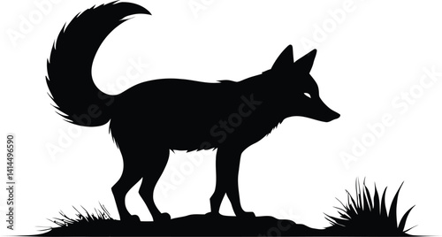 Sleek Fox Silhouette - Minimalist Wildlife Illustration in High-Contrast Black & White