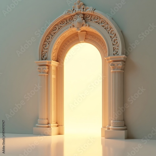 Elegant archway design bright light architectural rendering interior design architecture doorway portal entrance