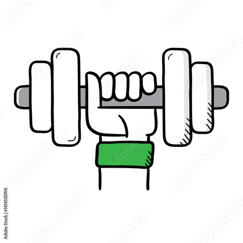 Strength Training Icon. Dumbbell held in hand to represent powerlifting, fitness, and gym workouts.