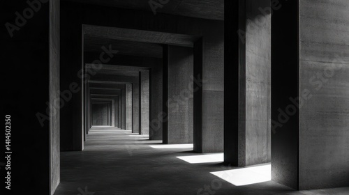 Wallpaper Mural Monochromatic Architectural Corridor: A Study in Light and Shadow Torontodigital.ca
