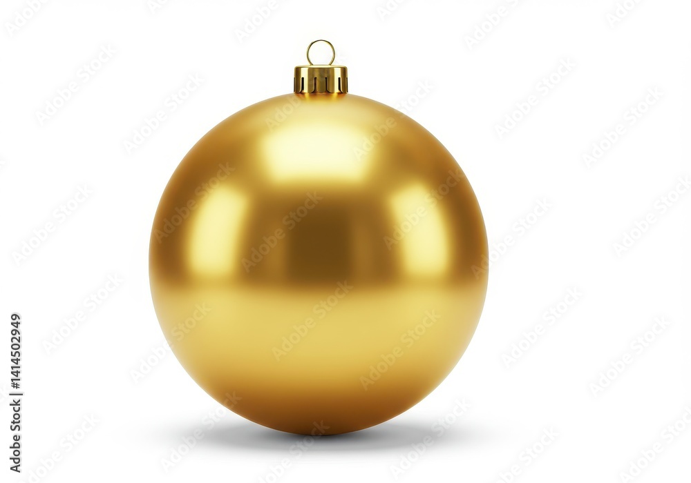 A close up of a shiny golden christmas ornament isolated on a plain white background for holiday decor A close up of a shiny golden christmas ornament isolated on a plain white background for holiday decor