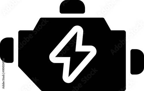 Electric engine icon with power bolt. Silhouette icon.