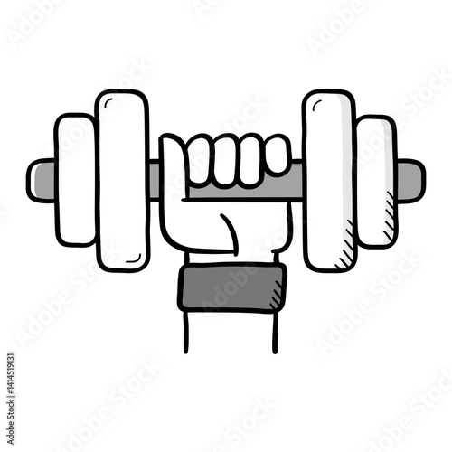 Strength Training Icon. Dumbbell held in hand to represent powerlifting, fitness, and gym workouts.