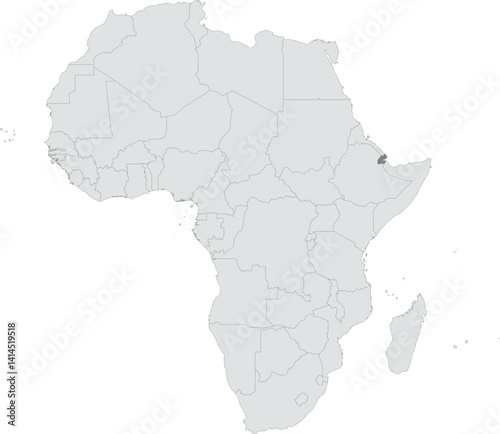 Detailed national location map of DJIBOUTI within the great continent of Africa