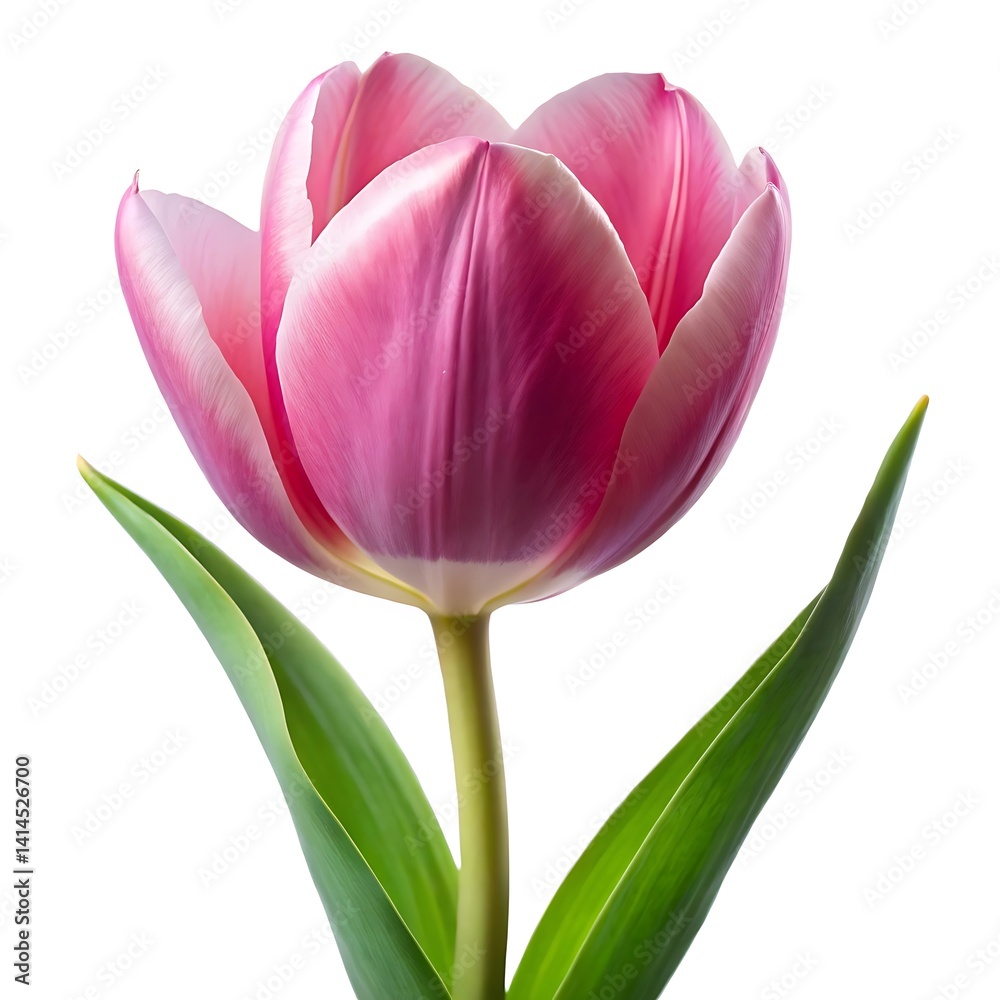 Fototapeta premium a single pink tulip with delicate slightly overla