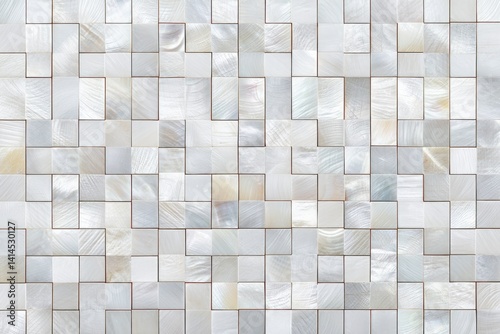 Obraz na płótnie Vertical Mosaic Panel Featuring Intricate Mother of Pearl Design Showcasing Natural Beauty and Craftsmanship w salonie