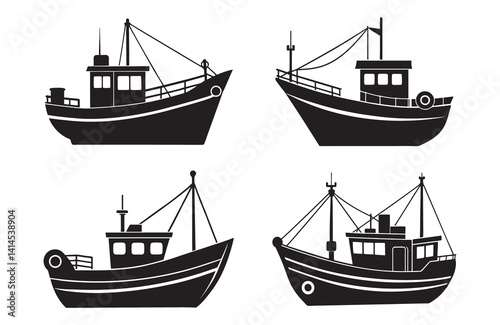 Traditional Fishing Boats Floating on Calm Sea Waters