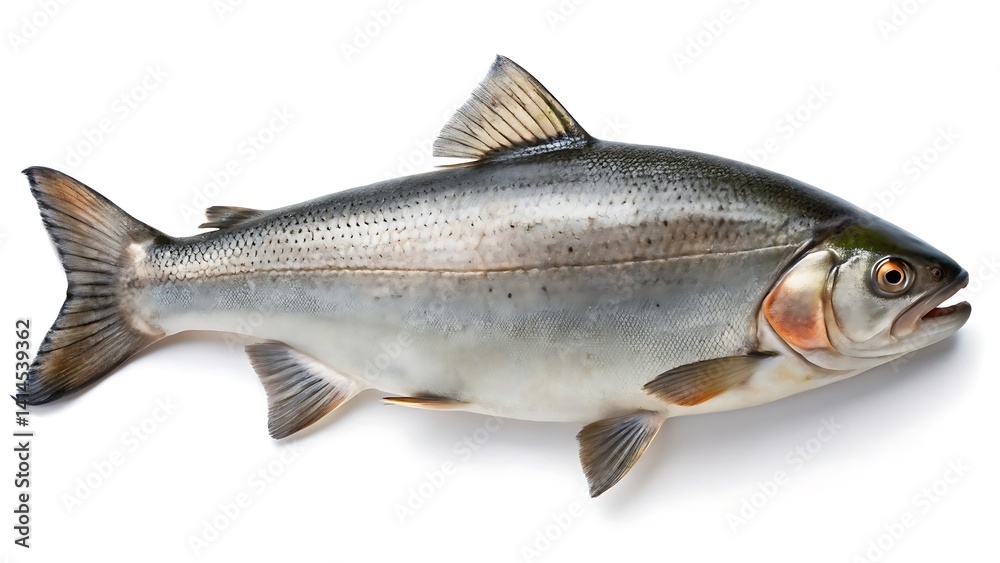 Fototapeta premium a whole fish with a sleek, streamlined body on a white background