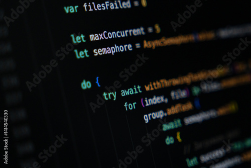 Close-up of Swift programming code showing asynchronous task handling and concurrency logic
