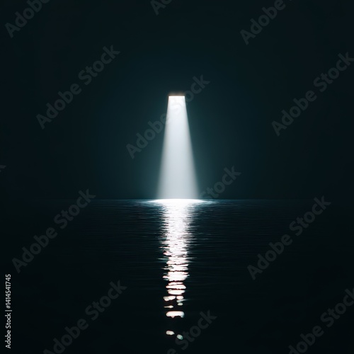 Wallpaper Mural Glowing rift in ocean surface, crystal clear light shining below, symmetrical water divide Torontodigital.ca