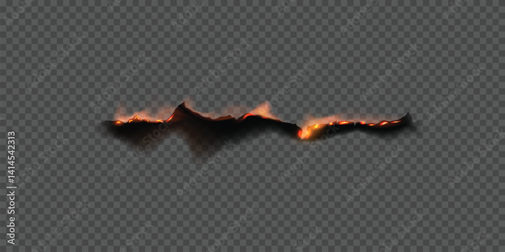 Ταπετσαρία Paper burn vector realistic frame, overlay flaming paper side with fire and blac