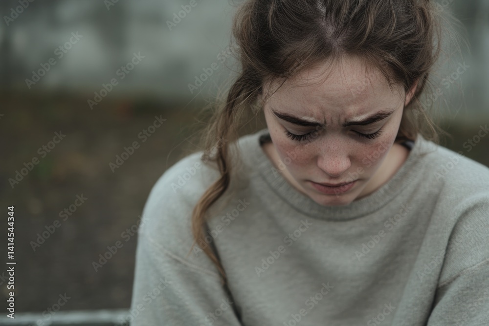 Sadness reflected in downcast eyes, highlighting emotional turmo Sadness reflected in downcast eyes, highlighting emotional turmo