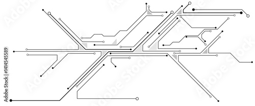Vector Technology black circuit diagram concept. Abstract technology on white background. High-tech circuit board .