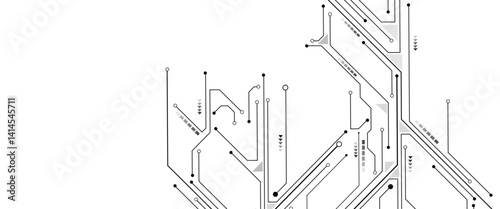 Abstract technology circuit diagram on white background. High tech circuit board connection system.