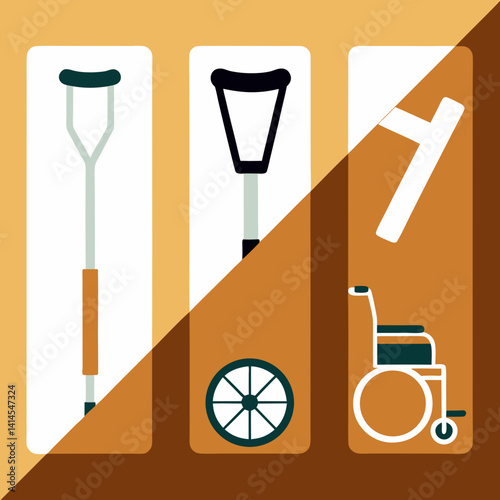 Assistive mobility devices healthcare facility infographic indoor educational overview