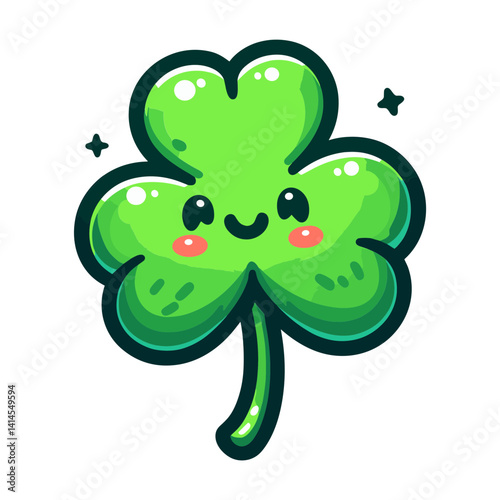 Cute Cartoon Cloverleaf for St. Patrick's Day
