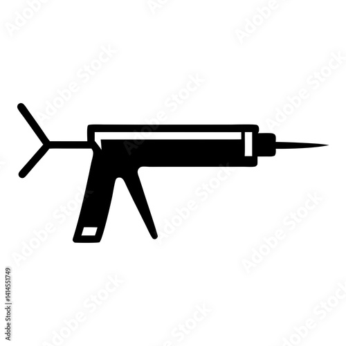 Black Sealant Gun Icon Simple Construction Tool Vector Silhouette Illustration