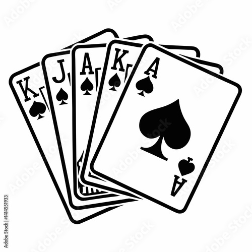 Poker Hand With Ace King Jack Of Spades In Black And White