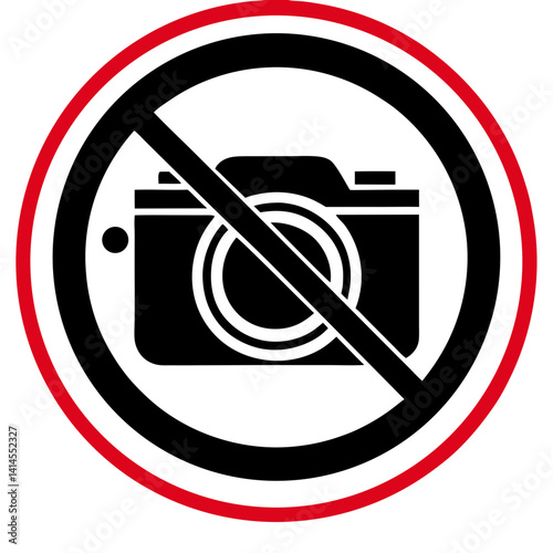 Photography Prohibited Sign Restricting Camera Usage In Designated Areas With Clear Symbolism