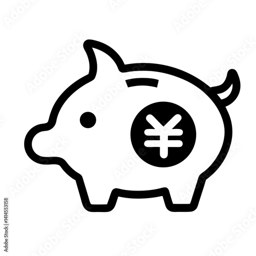 Piggy Bank Icon With Japanese Yen Symbol Savings And Finance Concept