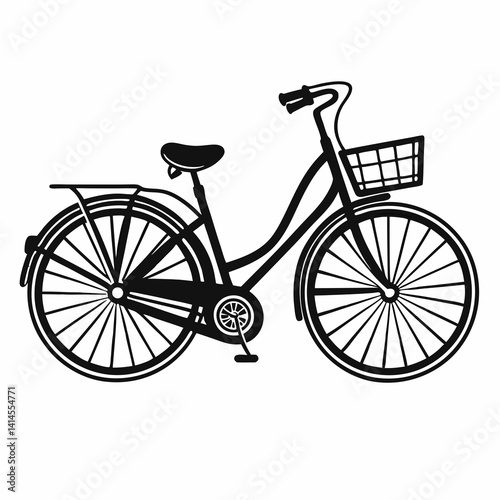 Elegant Bicycle Vector Illustration Classic Bike With Basket Silhouette Style