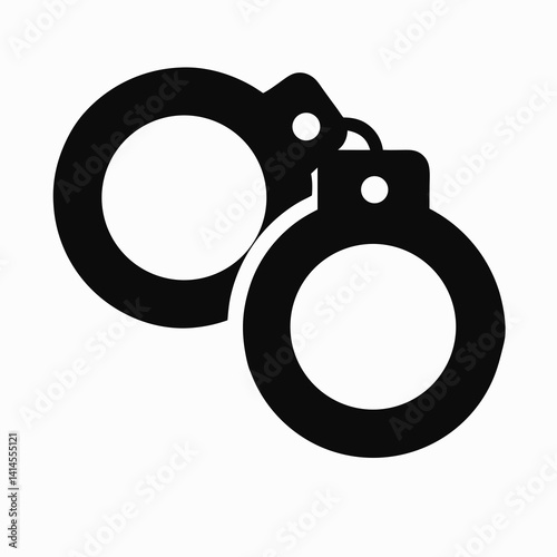 Simple Minimalist Black Handcuffs Symbol On White Background Represents Law Enforcement