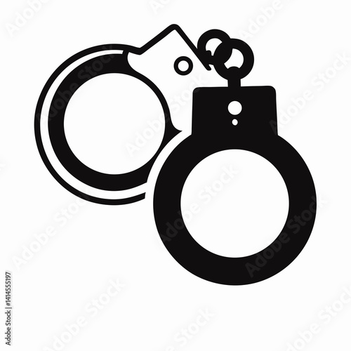 Black Handcuffs Illustration Isolated On White Background For Crime Or Justice Concepts