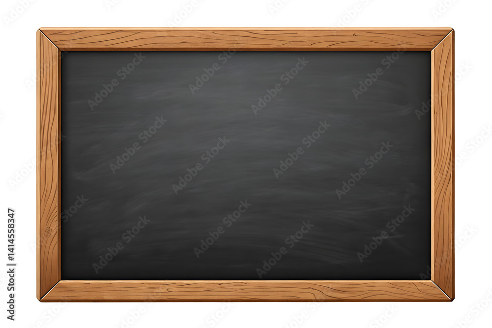 Empty Writing Chalkboard with Wooden Frame and White Chalk Piece. Empty Writing Chalkboard with Wooden Frame and White Chalk Piece.