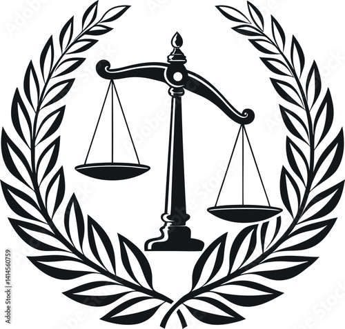 Classic justice logo paired with law firm icon — silhouette vector.
