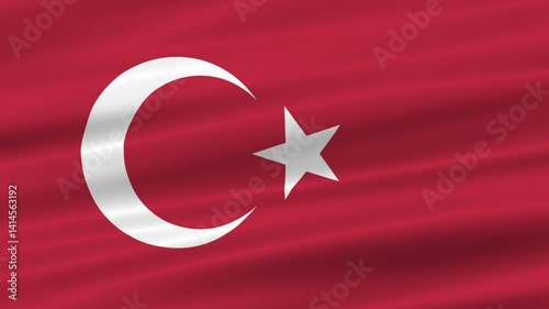 flag of turkey realistic wave 4K, seamless animated background
