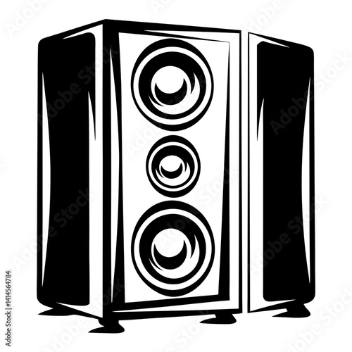 A Bold Black and White Illustration of Audio Speakers for Entertainment