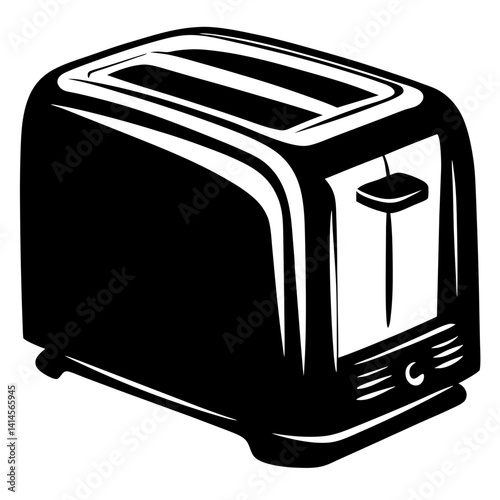 Monochrome Toaster Illustration with Two Slots for Toasting Bread Slices