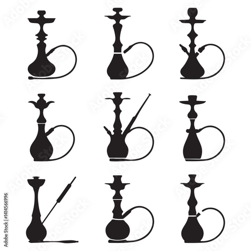 shisha Vector Black silhouettes. with white background