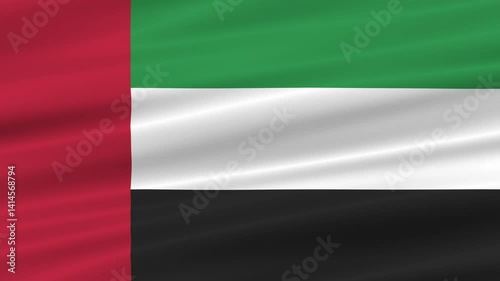 flag of UAE realistic wave 4K, seamless animated background