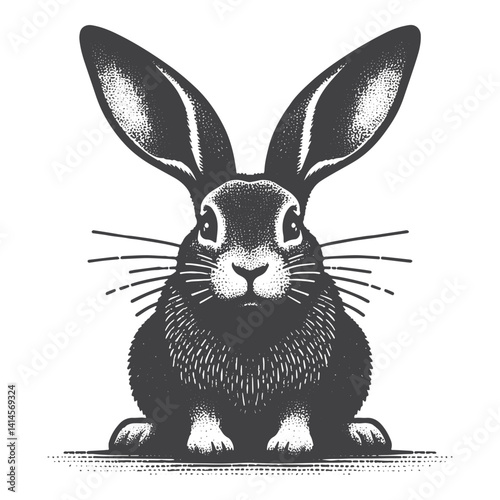 Simple Jackrabbit Front View Vector Icon Design – Vintage Retro Logo & Illustration