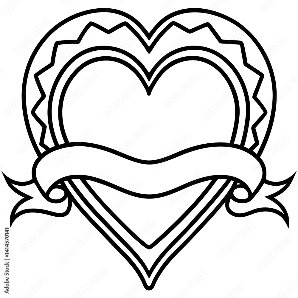 Obraz premium Elegant Heart Banner Line Art Design