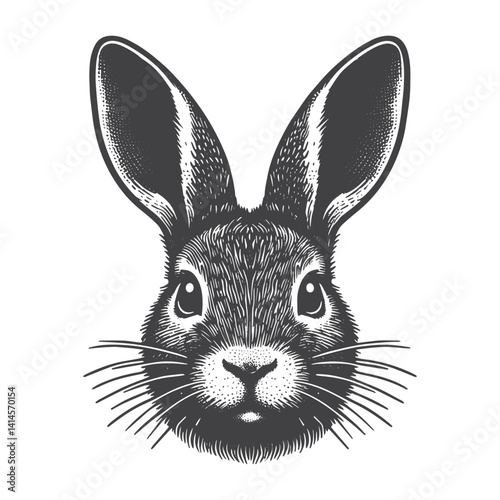 Simple Jackrabbit Front View Vector Icon Design – Vintage Retro Logo & Illustration