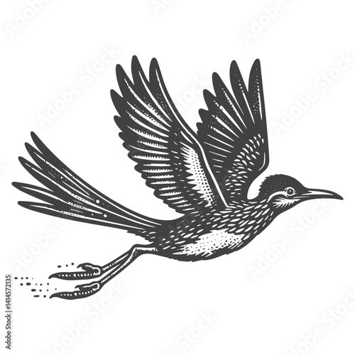 Simple Roadrunner Flying Vector Icon Design – Vintage Retro Logo & Illustration