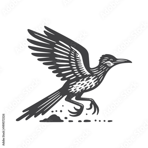 Simple Roadrunner Flying Vector Icon Design – Vintage Retro Logo & Illustration