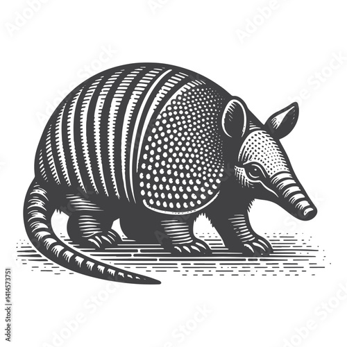 Simple Armadillo Side View Vector Icon Design – Vintage Retro Logo & Illustration